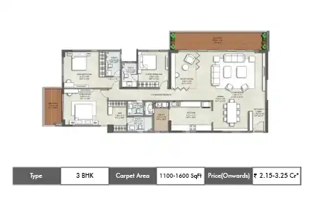 3 BHK 1100-1600 SqFt